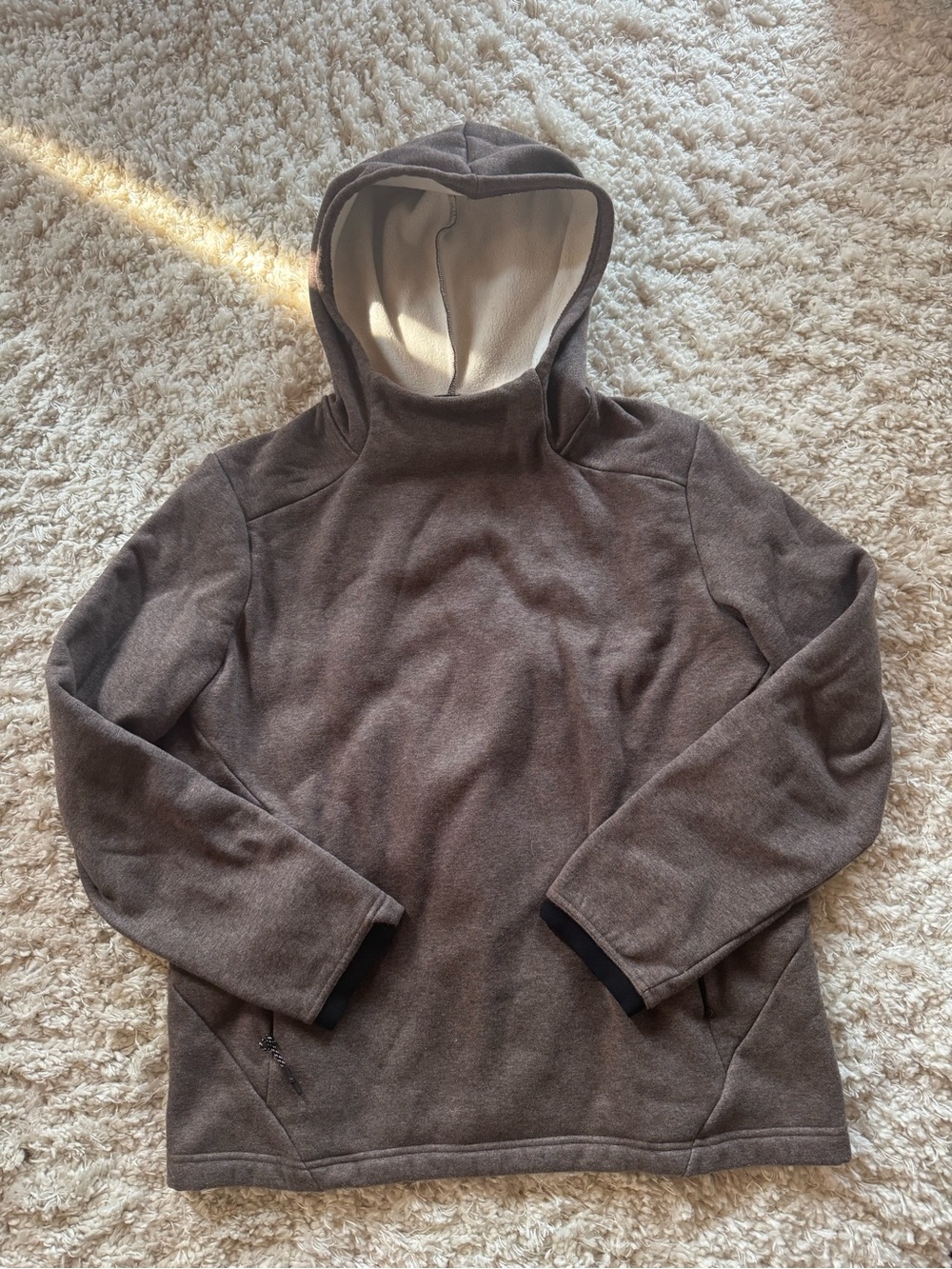 Men's Pullover Hooded Fleece Sweatshirt in Taupe / Brown